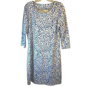 Mahi Gold Ladies Dress Xl periwinkle blue white Bimini hydrangea print Knit